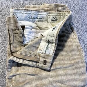 Eddie Bauer Men's Beige Corduroy Pants Size 36 Straight Leg Casual Trousers